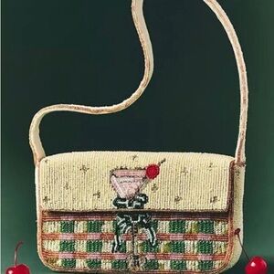 NWT Anthropologie Beaded Plaid Martini Bag